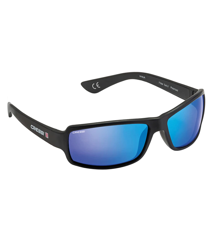 Ninja Sunglasses Black Mirrored Lens Blue