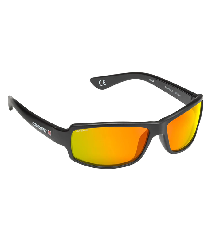 Ninja Sunglasses Black Mirrored Lens Orange