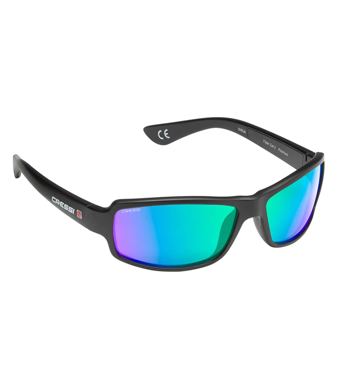 Ninja Sunglasses Black Mirrored Lens Green