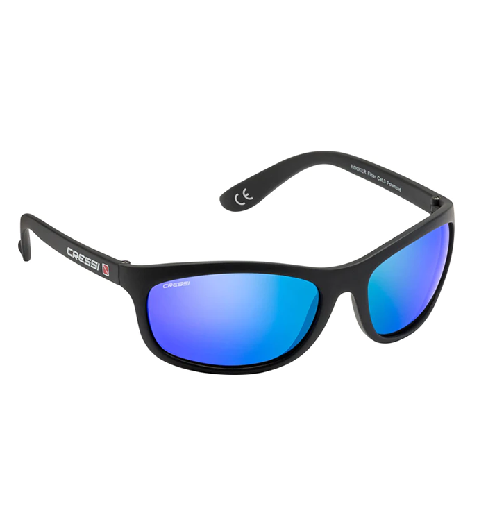 Rocker Floating Sunglasses Black Mirrored Lens Blue