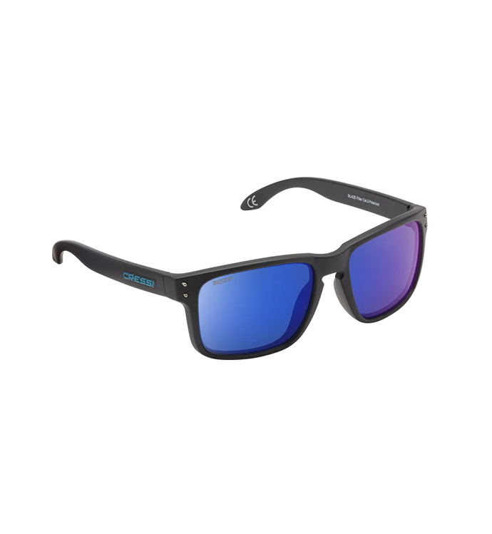 Blaze Sunglasses Matt Black Mirrored Blue