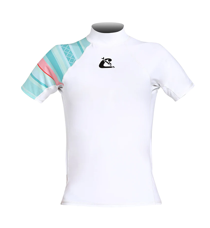 Shield Lady Rash Guard Short/Sl White/Aquamarine XS/1