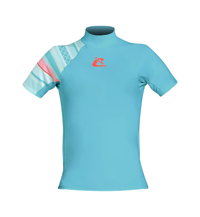 Shield Lady Rash Guard Short/Sl Aquamarine/Pink XS/1