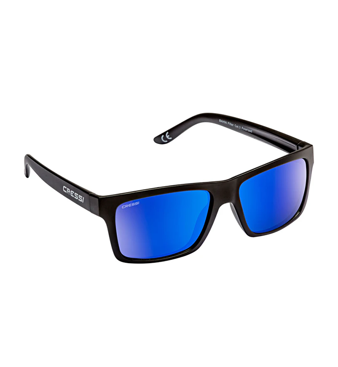 Bahia Floating Sunglasses Black/Blue Mirrored Lenses