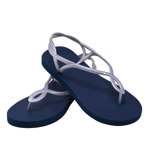 [XVB9597335] Lady Flip Flop Marbella With Strap  Blue/Silver 35/36